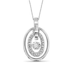 A beautiful take on the traditional pendant, this studded diamond pendant is sure to capture any heart. The classic is one of the most popular and universally accepted symbols of love, and what can express your true love better than our dancing diamond pendant? Show family, friends, or that special someone how much they mean to you with our dazzling pendant. Our dancing diamond pendant is the perfect gift for expressing your love. Its the perfect present for all occasions...birthdays, Valentines day, graduations or just because. Stunning round diamonds are precisely placed to accent this dancing diamond pendant and make it sparkle just like your sweetheart. The heart symbolizes the love you have for each other, while diamonds represent the unbreakable bond you share. Affordable luxury: You Silver Oval Pendant Jewelry With Diamond Cut, Diamond Necklace With Oval Pendant As Gift, Silver Oval Pendant Necklace With Diamond Cut, Silver Diamond Cut Oval Pendant Jewelry, Oval Sterling Silver Diamond Necklace, White Gold Necklace With Oval Pendant For Anniversary, Dazzling White Gold Necklace With Oval Pendant, Diamond Birthstone Oval Pendant Necklace, Diamond Birthstone Jewelry With Oval Pendant