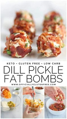 Keto Bacon Dill Pickle Fat Bombs | Savory Bacon Pickle Fat Bomb Recipe Keto Bacon, Fat Bomb, Resep Diet, Fat Bomb Recipe, Keto Fat, Keto Recipes Dinner, Low Carb Snacks, Dill Pickle, Diet Keto