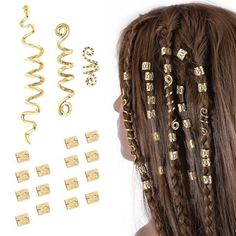 Hot Item Braids Jewelry Set: The Package Includes 18 Pieces Of Mix Styles Braid Hair Jewelry.4 Different Shapes, 18 Pcs Gold Colors. Material: These Dreadlocks Accessories Are Made Of High-Quality Alloy, Which Has Good Ductility And Toughness, Is More Durable Than Common Aluminum Products, Is Not Easily Broken, And Can Be Used Repeatedly. Use: Easy, As Introduced In The Video. Weave Your Hair First; Spiral Around Your Own Braids. The 4 Styles Have Different Inner Diameters, So If You Have Really Loc Hair Jewelry, Dreadlocks Accessories, Braids Jewelry, Female Dreads, Braid Accessories, Women Braids, Braid Jewelry, Dreadlock Beads, Twist Styles