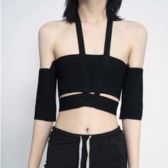 image_1 Casual Bandage Tops For Night Out, High Stretch Black Tops For Party, Black High Stretch Tops For Party, Black Bandage Crop Top For Spring, Black High Stretch Party Top, Black Stretch Tops For Club, Black High Stretch Top For Party, Black High Stretch Top For Club, Trendy High Stretch Black Crop Top