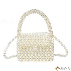 Bird in Bag - Pearl woven small square bag new women's bags fashion simple single shoulder bag handbag crossbody bag Elegant Crossbody Box Bag For Summer, Elegant Summer Crossbody Box Bag, Rectangular Spring Bags, Elegant Summer Satchel With Mobile Phone Bag, Rectangular Shoulder Bag With Pearl Handle, Rectangular Shoulder Bag With Pearl Handle For Shopping, Summer Fashion Rectangular Bag, Summer Fashion Accessory Rectangular Bag, Rectangular Single Shoulder Strap Bag As Fashion Accessory