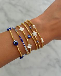 -stretchy bracelet Preppy Bracelets, Cheap Bracelets, Bracelet Stacks, Preppy Jewelry, Bracelet Inspo, Stacking Bracelets, Beads Bracelet Design, Evil Eyes, Jewelry Accessories Ideas