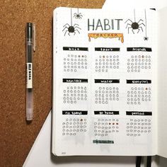 Spooky Mood Tracker, October Bujo Habit Tracker, Halloween Bujo Ideas, Habit Tracker Halloween, Halloween Themed Bullet Journal, October Bullet Journal Habit Tracker, Halloween Bujo Theme, Halloween Habit Tracker, Bullet Journal Halloween Theme