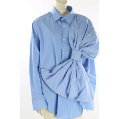 Ajlena Nanic Blue Cotton Oversized Bow Button Down Long Sleeve Shirt Dress Size OS (One size fits all) Dress is Pre-owned, Good Condition Overall there is no significant wear visible There are light stains on front Blue color Button closure on front Oversized Oversized bow on front Long sleeve Cotton fabric Brand: Ajlena Nanic Material: Cotton Style: Shirt Dress Size: OS Measurements in Inches: Bust: 42 Waist: 42 Sleeve length: 24 Total Length: 27 Chic Oversized Blue Blouse, Oversized Button-up Blue Shirt Dress, Oversized Blue Button-up Shirt Dress, Oversized Blue Shirt Dress For Workwear, Elegant Oversized Blue Shirt, One Size Fits All Dress, Crocodile Leather Belt, Style Shirt Dress, Military Style Coats