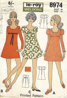 two women's dresses, one in orange and the other in green with white polka dots