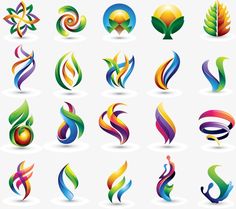 colorful abstract logo designs on white background