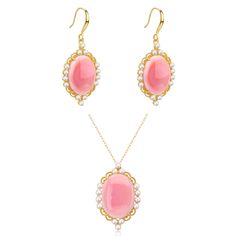 Princess Oval Pink Queen Conch Shell Pearls Earrings l Necklacel Set Get ready to glam up with these gorgeous Natural Pink Queen Conch Shell. Crafted by House of Pearls with Gold Vermeil, these earrings will add instant style and shine to any outfit. From special occasions to everyday wear, you'll be sure to make a style statement. The natural crystal and mother of pearls combo is sure to stand out and add an elegant touch of color. Get ready to stand out in the crowd! Material: Gold Vermeil on Elegant Pink Shell Jewelry, Pearls Earrings Gold, Luxury Pink Round Pearl Necklace, Elegant Shell-shaped Shell Necklace With Pearl Drop, Pink Shell Ocean-inspired Jewelry, Baroque Pearls Necklace, Pink Shell-shaped Necklace For Beach, Queen Conch Shell, Pearls Earrings