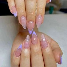 Clear Almond Nails Designs, Polygel Nails Design Simple, Short Polygel Nail Ideas, Polygel Nail Ideas, Polygel Nails Design, Light Purple Nails, Polygel Nail, Purple Nail Designs, Light Nails