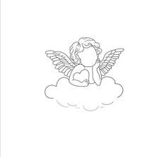 an angel sitting on top of a cloud