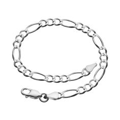 "8-in. length Sterling silver Size: 8"". Color: Grey. Gender: female. Age Group: adult." Classic Sterling Silver Bracelet With Extender, Sterling Silver Oval Link Charm Bracelet For Formal Occasions, Oval Link Sterling Silver Charm Bracelet For Formal Occasions, Elegant Silver Bracelet With Figaro Chain, Formal Silver Bracelet With Figaro Chain, Sterling Silver Chain Bracelet With Solid Link, Elegant Silver Figaro Chain Bracelet, Silver Bracelet With Figaro Chain And Oval Link, White Gold Sterling Silver Bracelets With Figaro Chain