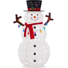 If you're dreaming of a white Christmas, this handsome gentleman is ready to help. This 5-foot pop-up snowman is the perfect blend of holiday nostalgia and durable design. Plush fabric is arranged on a rigid wire frame that collapses for easy setup, breakdown, and storage, while fun details like a hat, buttons, and string lights add character. The figure comes pre-strung with 200 LED fairy lights which remain cool to the touch and are environmentally friendly. Lastly, six ground stakes make this Handsome Gentleman, Hat Scarf, Wire Frame, Outdoor Christmas, Fairy Lights, Pop Up, Led Lights, Led, Christmas