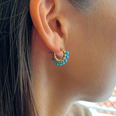 Hoop Earrings with Turquoise It is hand-crafted by me to order in Los Angeles  Thank you for shopping U & Mi :)  ✶MEASUREMENTS✶ -Earrings  0.7 inch  ✶MATERIALS✶ -14k gold filled findings  -Turquoise ✶GIVING AS A GIFT?✶ Jewelry will be packaged in a box and mailed in bubble mailer. If you would like to pick special label, please let me know! I offer three options:  1. Happy Birthday 2. Love 3. Best Friend ✶PROCESSING TIME✶ -Current processing time is 1-3 days. -Processing time is separate from shipping time. ✶SHIPPING✶ Free Shipping within the United States  General shipping time guidelines for USPS services -USPS First Class Package Services: 2-5 days -USPS Priority Mail: 1-3 days -USPS Priority Mail Express: 1-2 days ✶INTERNATIONAL SHIPPING✶ -May take 1 - 5weeks for your package to be del Turquoise Dangle Hoop Earrings For Gift, Turquoise Hoop Earrings As A Gift, Handmade Blue Huggie Hoop Earrings, Turquoise Hoop Earrings For Gift, Handmade Turquoise Hoop Earrings As Gift, Turquoise Hoop Earrings With Natural Stones As Gift, Handmade Blue Huggie Earrings, Turquoise Natural Stone Hoop Earrings As Gift, Turquoise Hypoallergenic Hoop Earrings As Gift