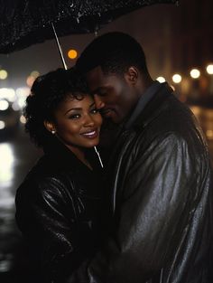 a man and woman embracing under an umbrella