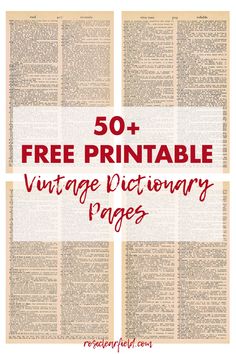 an old book with the title 50 free printable vintage dictionary pages