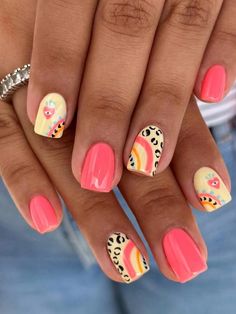 Multicolor  Collar    Uñas Lisas Embellished Ombre Gel Nails, Nail Shapes Square, Pink Chrome Nails, Gel Nail Art Designs, Nail Art Gel, Glamorous Nails, Cute Gel Nails, Bright Nails