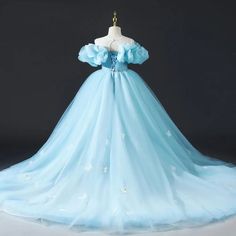 Elevate any special occasion with the DreamyVow Luxury Sky Blue Girl Dress! This stunning off-the-shoulder gown features a beautiful bowknot, adding a touch of elegance to your little one's look. Perfect for birthdays, weddings, and pageants. Feel confident and stylish in this princess gown. Elegant Blue Princess Dress With Bow, Off-shoulder Dresses For Prom Season Pageants, Blue Off-shoulder Ball Gown For Prom, Blue Off-shoulder Gown With Fitted Bodice, Blue Princess Dress With Fitted Bodice And Tulle, Blue Tulle Princess Dress With Fitted Bodice, Blue Ball Gown Pageant Dress With Fitted Bodice, Blue Princess Dress With Bow, Blue Princess Dress For Prom Season