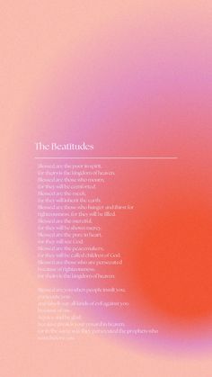 an orange and pink background with the words the beattudes