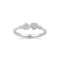 two hearts ring in white gold with diamonds