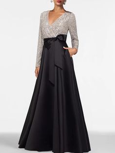 Black Tie Formal Dress Nordstrom, Elegant Mother Of The Bride Dresses Ballgown, Mother Of The Groom Dresses Over 50 In Black, Black Tie Grand Mother Of The Bride Dresses, Mother Of The Bride Wedding Guest Dresses Ball Gown, Silver Embellished V-neck Evening Dress, Elegant V-neck Sequin Gown, Elegant V-neck Mother Of The Bride Dress For Wedding, Formal Embellished V-neck Evening Dress