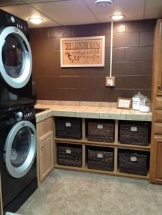 a washer and dryer in a laundry room