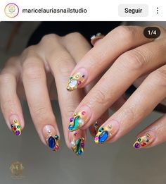 Talavera Nails, Gold Sparkle Nails, Kitsch Christmas, Baddie Nails, Sparkle Nails, Pretty Hands, Manicure Y Pedicure, Funky Nails