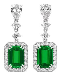 Emerald-Cut Emerald Earrings, 3.75 Carats | M.S. Rau Rare Rings, Unique Ring Designs, All Gems, Classic Earrings, Expensive Jewelry, Emerald Earrings, Emerald Jewelry, Blue Diamond, Emerald Cut