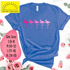 Kids Flamingo Shirt | Flamingo Lover | Flamingos | Flamingo Graphic Tee | Kids Shirt | Kids Tee | Animal Shirt | Animal | Cute Tee | Girls Flamingo Shirt | Girls Top | Pink Flamingos | Flamingo Shirt ☀️ This youth tee is light, comfy, and has just the right amount of stretch youngsters need for an active lifestyle.  Check out the matching women's shirt here: https://www.etsy.com/SunnyDazeTshirtCo/listing/809077276/flamingo-shirt-flamingo-lover-flamingos?utm_source=Copy&utm_medium=ListingManager&utm_campaign=Share&utm_term=so.lmsm&share_time=1592154203803 ☀️ **FREE SHIPPING (IN THE US PLEASE NOTE: Due to the current world situation, processing, production, and shipping times can be slightly delayed up to 10-20 business days. Therefore, we are unable to guarantee delivery dates. We apologize Casual Flamingo Print Tops For Spring, Casual Spring Tops With Flamingo Print, Summer Cotton Tops With Flamingo Print, Casual Cotton Tops With Flamingo Print, Cotton Top With Flamingo Print For Summer, Summer Short Sleeve Top With Flamingo Print, Summer Flamingo Print Short Sleeve Tops, Casual Cotton Flamingo Print Tops, Summer Cotton Top With Flamingo Print