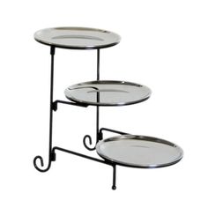 three tiered serving trays with metal handles