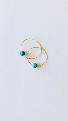 New! Gold filled beaded hoop earrings. Made with 14kt gold filled hoops (20mm, about an inch) and a  small 6mm turquoise beads.  Simple small hoop earrings and very lightweight earrings, great for spring/summer! ( See picture to reference size) Turquoise Wire Wrapped Hoop Earrings Gift, Dainty Green Hoop Earrings, Dainty Green Round Hoop Earrings, Turquoise Hoop Earrings With Round Beads, Turquoise 14k Gold Filled Earrings For Everyday, Everyday Turquoise 14k Gold Filled Earrings, Turquoise Round Bead Earrings For Everyday, Small Turquoise Nickel-free Hoop Earrings, Minimalist Hoop Earrings With Round Beads