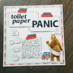 a card with an image of a teddy bear in a toilet paper panic costume