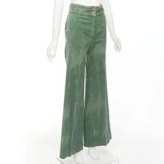 GUCCI green washed corduroy butterfly patch pocket wide leg pants For Sale at 1stDibs | gucci wide-leg corduroy trousers in pale green Green Corduroy Wide Leg Pants, Baggy Green Patchwork Pants, Green Hippie Wide-leg Pants, Green Wide-leg Patchwork Pants, Pants Reference, Green Corduroy Full-length Bottoms, Butterfly Patch, Clothing Optional, Gucci Designer