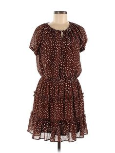 Le Lis Casual Dress Size: Medium Brown Dresses - used. 100% POLYESTER, DropWaist, Tie Neck, Polka Dots, Short, Short Sleeve | Le Lis Casual Dress - DropWaist: Brown Polka Dots Dresses - Used - Size Medium Brown Polka Dot Dress, Brown Polka Dots, Medium Brown, Brown Dress, Drop Waist, Polka Dot Dress, Casual Dresses For Women, Neck Tie, Casual Dress