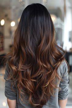 Espresso Balayage Hair, Ombre Hair Color Brunettes, Ombre Hair For Black Hair, Mocha Hair Balayage, Ombré Dark Brown Hair, Ombre Hair Brown To Red, New Hair Colour 2024, Dark Brown To Brown Ombre, Ombre Hair Color For Brunettes Long