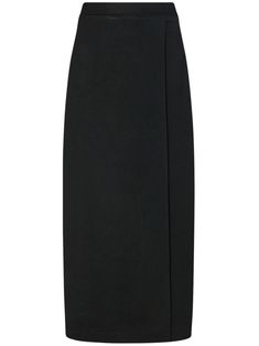 black wrap design high waist elasticated waistband straight hem mid-length Midi Skirt Black, Rosetta Getty, Black Wrap, Black Midi Skirt, Straight Skirt, Skirt Black, Mid Length, Womens Bottoms, Midi Skirt