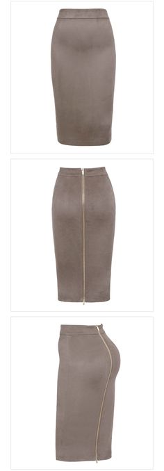 Suede High Waist Two-Way Zipper Through Pencil Midi Skirt - Uniqistic.com Pencil Midi Skirt, Unique Skirts, Midi Skirt Pencil, Casual Work Outfits, Work Casual, Work Outfit, Pencil Skirt, Midi Skirt, High Waist