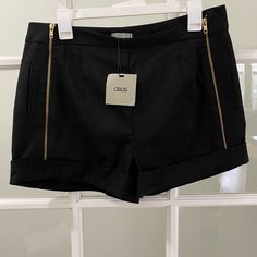 Nwt Asos Shorts Black With Gold Color Zipper Detail These Are A Heavier Woolen Type Fabric Waist To Hem Approx 12 Inches Uk Size 14, Is Size 10 Short Length Bottoms With Zipper Closure For Workwear, Fitted Black Shorts With Zipper Closure, Fitted Shorts With Zipper Closure For Spring, High Waist Fitted Shorts With Zipper Closure, Fitted High Waist Shorts With Zipper Closure, Chic Summer Shorts With Zipper Closure, Casual Black Shorts With Zipper Closure, Fitted Summer Shorts With Zipper Closure, Fitted Shorts With Zipper Closure For Summer