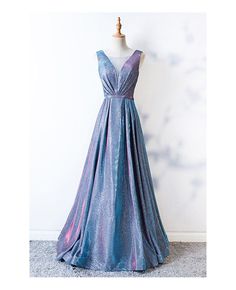 Shop metallic blue pleated vneck party dress aline with ruffles online. All instock with free shipping. Pro since 2009. Blue Soiree Dress, Silver Blue Dress, Unique Formal Dresses, Prom Dress Blue, Blue Formal Dress, Soiree Dress, Blue Corset, Marine Uniform, Blue Dress Formal