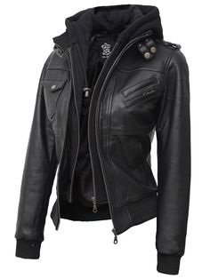 Hooded leather jacket The 100 Clothes, Black Leather Jacket Outfit Women, Buckle Outfits, Womens Black Leather Jacket, Leather Jacket With Hood, Soft Design, Leather Jacket Style, Jackets Women, Mötley Crüe