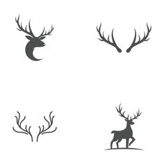 the silhouettes of deer's heads and antlers are shown in three different styles