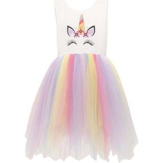 White unicorn rainbow sleeveless jersey dress for kid girls from Mimi Tutu, featuring a white sleeveless jersey with unicorn graphic on the front and lightweight rainbow tulle skirt to complete the magical look! | Mimi Tutu | Unicorn Rainbow Dress, (White, Size 5Y)  |  Maisonette collects the best children’s products from around the world (unlike Zulily, Etsy, The Tot, Farfetch Kids, Childrensalon, Crate and Kids, Kohls, Wayfair, Buy Buy Baby, Nordstroms, Mini Boden, J.Crew Factory, or PotteryBa Pink Unicorn Print Tutu Dress For Summer, Pink Tutu Dress With Unicorn Print For Summer, Playful Rainbow Tutu Dress For Spring, Spring White Cotton Tutu Dress, White Cotton Tutu Dress For Spring, White Sleeveless Tutu Dress For Summer, White Sleeveless Summer Tutu Dress, Cute White Cotton Tutu Dress, Playful White Sleeveless Tutu Dress