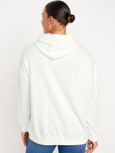 built-in hood drop-shoulder sleeves rib-knit cuffs kangaroo pocket rib-knit hem pullover style oversized fit hits at hip models are approx.  5'9" and wear sizes s (4), l (12), and xl (18)machine wash according to the care instruction label White Hoodie Women, Hoodie White, Hoodie Women, Oversized Pullover, Oversized Hoodie, Jack Black, Oversize Hoodie, White Hoodie, Knit Cuff