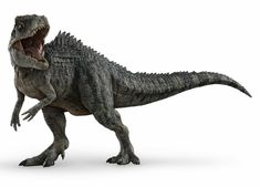 a large dinosaur with its mouth open and it's teeth wide open, standing in front of a white background