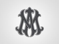 the letter m is made up of black and white lines