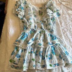 Super Cute Never Worn Because It Was Too Big For Me. Runs Big Blue Loveshackfancy Dress, Aesthetic Sundress, Love Shack Fancy Dress, Silk Charmeuse Dress, Charmeuse Dress, Love Shack Fancy, Tiered Ruffle Dress, Dream Style, Ruffle Mini Dress