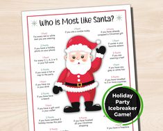 a christmas party game with santa clause on it