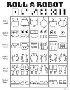 the roll a robot game is shown in black and white with instructions to make it