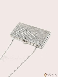 BirdinBag - Chic Rhinestone Decor Box Bag: Elegant Bridal Purse for Weddings, Proms & Events Bridal Purse, Bag Elegant, Rhinestone Decor, Box Bag, Decorative Boxes, Prom, Purse, Weddings, Silver