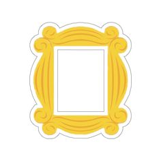 a yellow frame cut out from paper with an ornate border around the edges and sides