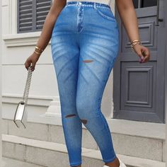 Casual Every Day Stretchy Leggings, Women's Plus Size Clothing Jumpsuits Plus Size, Boutique Pants, Denim Print, Stretchy Leggings, Chic Boutique, Plus Size Clothing, Size Clothing, Plus Size Outfits, Pant Jumpsuit