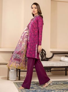 Brand: LimelightProduct Code: U2621 MaroonCollection: Limelight Spring Summer Vol-02 Unstitched CollectionFabric: Lawn DESIGN DETAILS: Unstitched 3 Piece Printed Lawn Suit (Shirt+Dupatta+Trouser) Floral print on the front and back of the shirt Floral print on the dupatta Dyed trousers Color: Maroon Fabric (Shirt): Lawn Fabric (Dupatta): Chiffon Fabric (Trousers): Cambric DISCLAIMER:* Lining, Laces, and Tassels are not included in unstitched variants.* Embellishment items in stitched outfits are subject to market availability.* The actual colors of the outfit may vary from the colors being displayed on your device. CARE INSTRUCTIONS: Extra Fabric Has Been Used For Shoot Original Color May Vary Slightly From The Picture Dry Clean Recommended Iron The Clothes At Moderate Temperature Do Not Us Luxury Multicolor Lawn Suit For Festive Season, Luxury Red Lawn Suit With Printed Motifs, Luxury Multicolor Digital Print Lawn Suit, Luxury Purple Cotton Lawn Suit, Luxury Red Lawn Suit For Transitional Seasons, Luxury Purple Women's Lawn Suit, Fitted Designer Sets With Digital Print, Fitted Digital Print Designer Sets, Digital Print Designer Sets